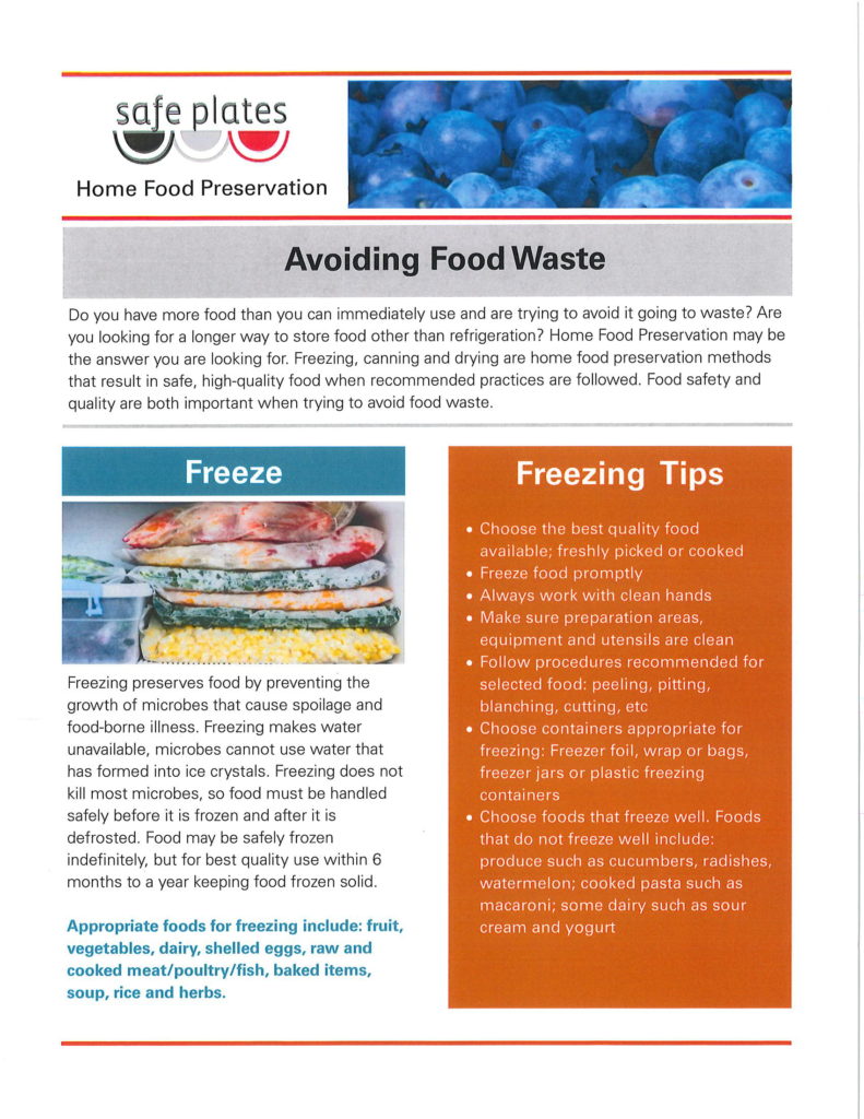 Avoiding Food Waste flyer