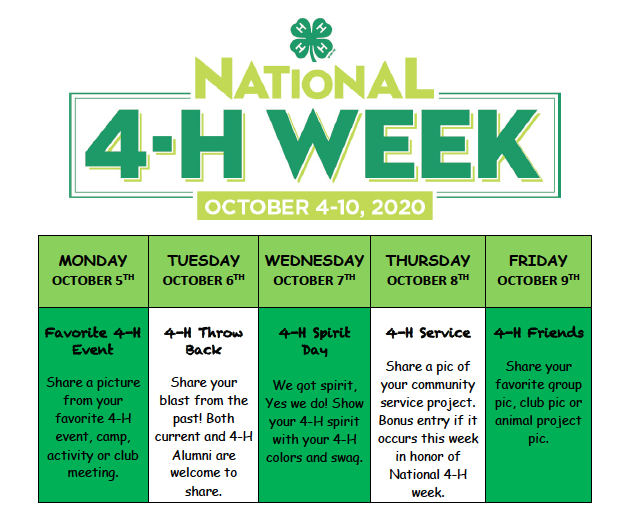 National 4-H Week schedule