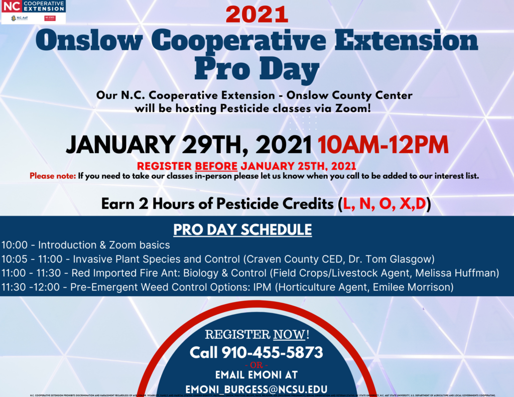 Onslow County Pro Day flyer