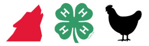 howling wolf, 4-H logo, hen silhouette