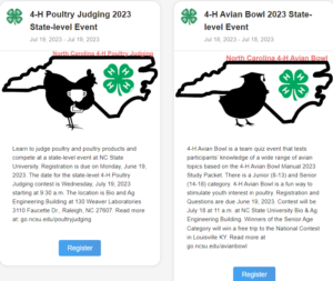 From 4-H Online screenshot of 4-H Poultry Judging and Avian Bowl