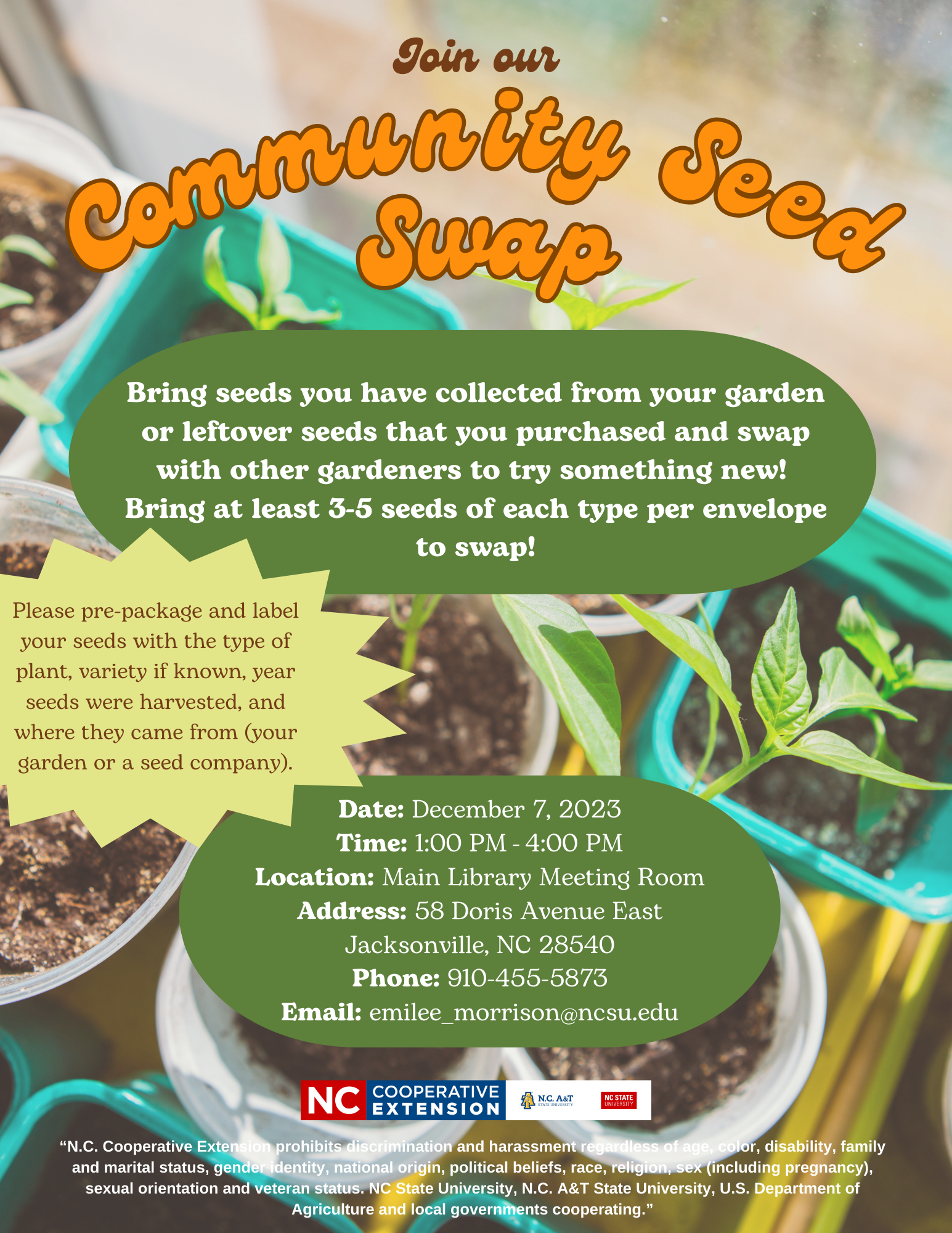 This is the Community Seed Swap Flyer