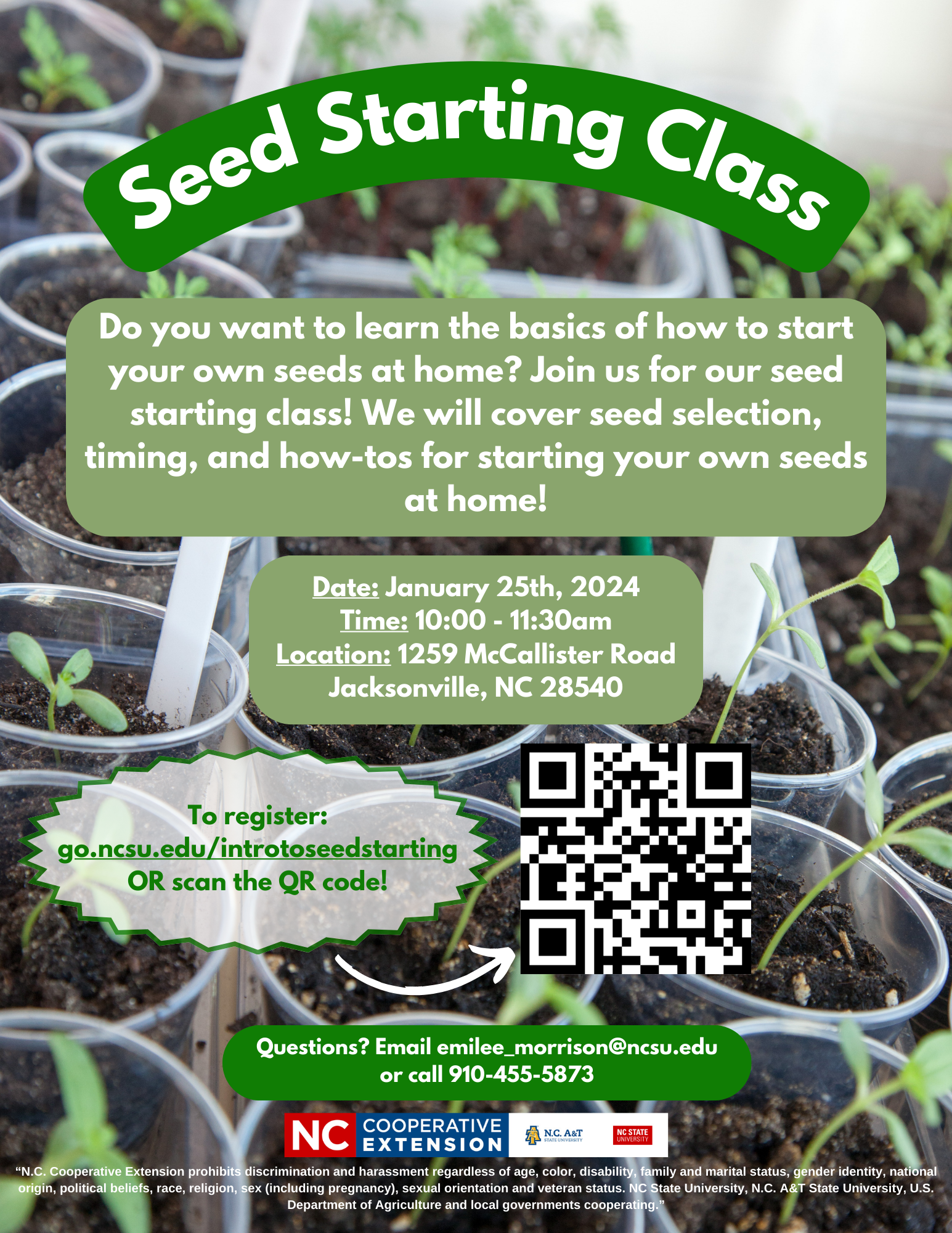 Flyer for Seed Starting Class