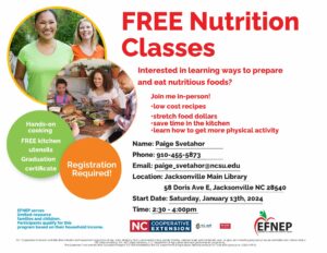 Cover photo for Upcoming EFNEP Nutrition Classes!