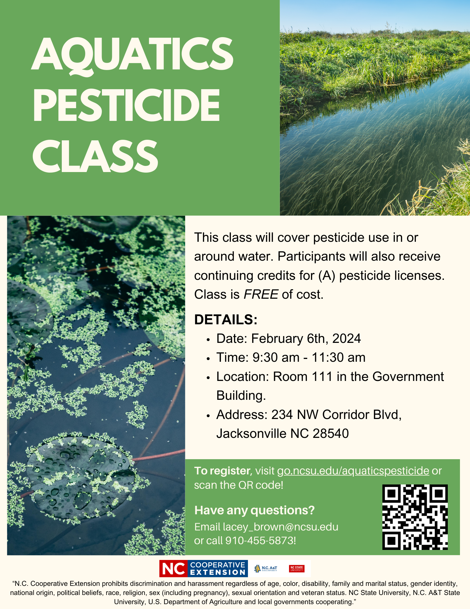 Aquatics Pesticide Class flyer