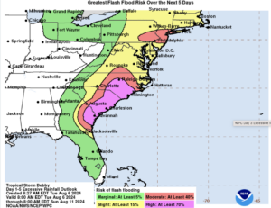 Flood risk zones, Hurricane Debby