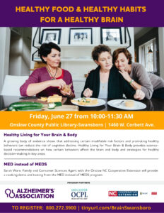 Flyer for Class, featuring an image of individuals eating a healthy meal.